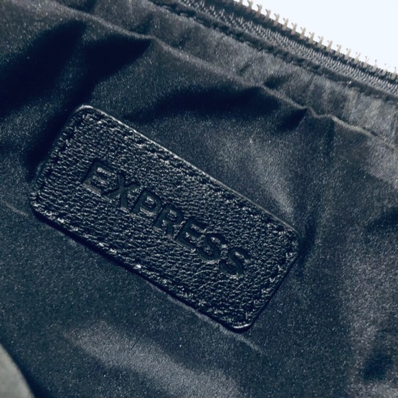 Express Clutch Black Fold-over Sparkly Leather - Picture 6 of 8